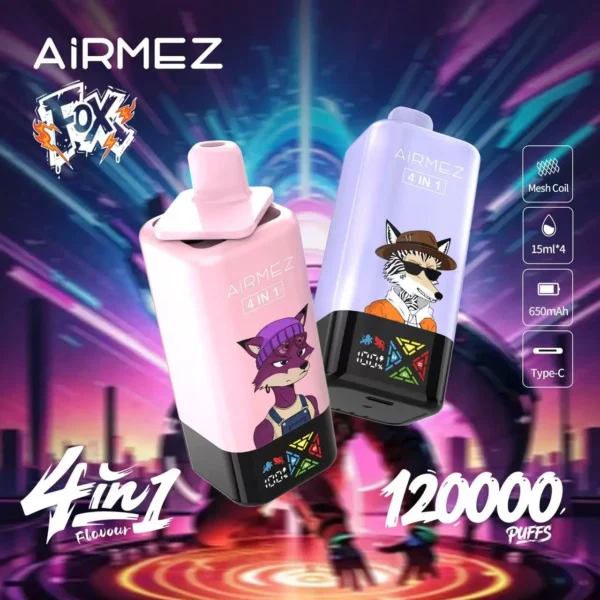 Airmez Fox 120000 Puffs 4 u 1 Jednokratni Vape – 120K Puffova, Punjiv