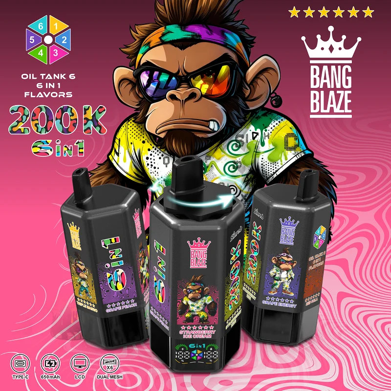 bang-vape-1 Bang Blaze 200K 200000 Puhanja | 6-u-1 Okus Punjivi Jednokratni Vape s LCD Zaslonom - Slika 1