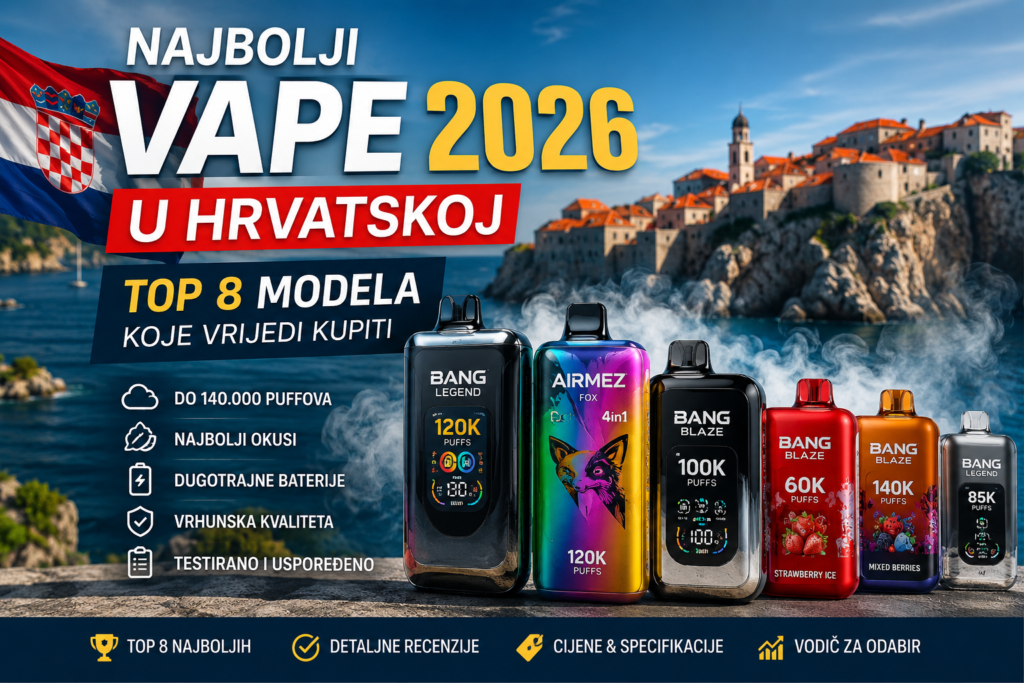 Najbolji Vape 2026 u Hrvatskoj – Top 8 Modela koje Vrijedi Kupiti